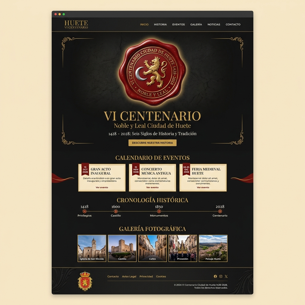 Simulación del portal web público del VI Centenario